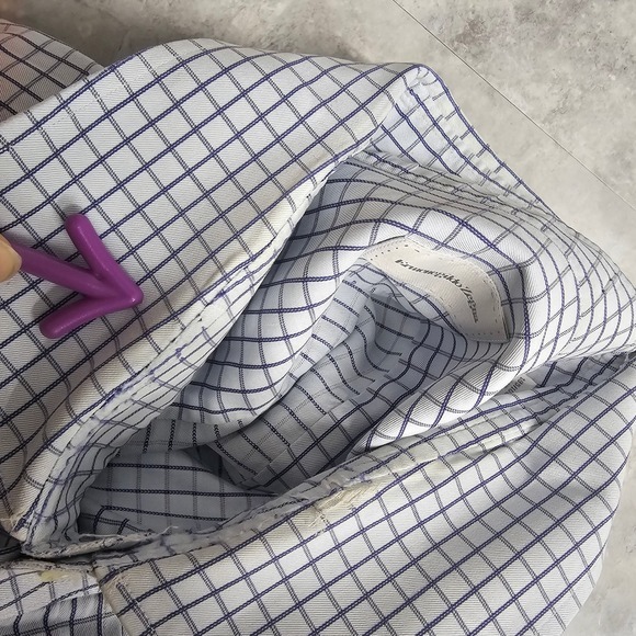 Ermenegildo Zegna Dress Shirt Mens 44‎ 17.5 Large Blue Grid Check Ivy Luxe ITALY - Picture 7 of 15
